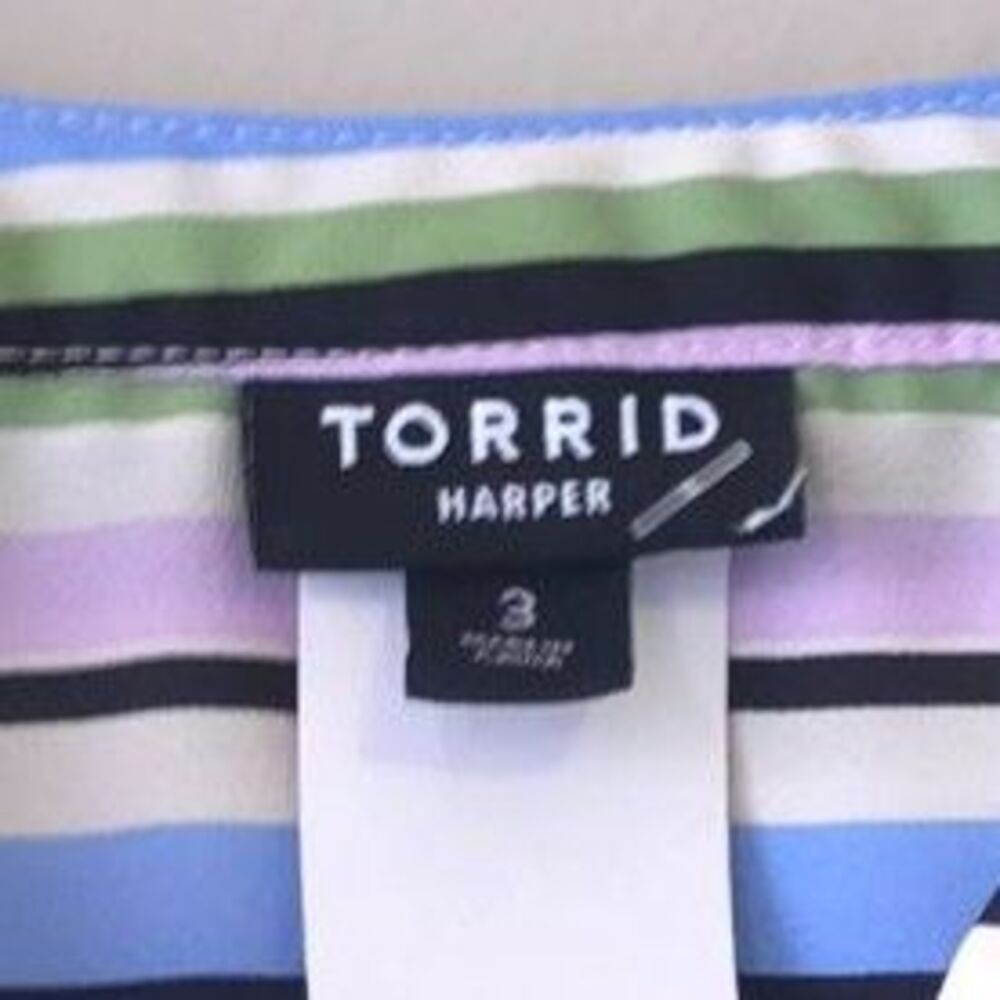 Torrid Harper 3 Button Up Stripe Multicolored Blo… - image 6